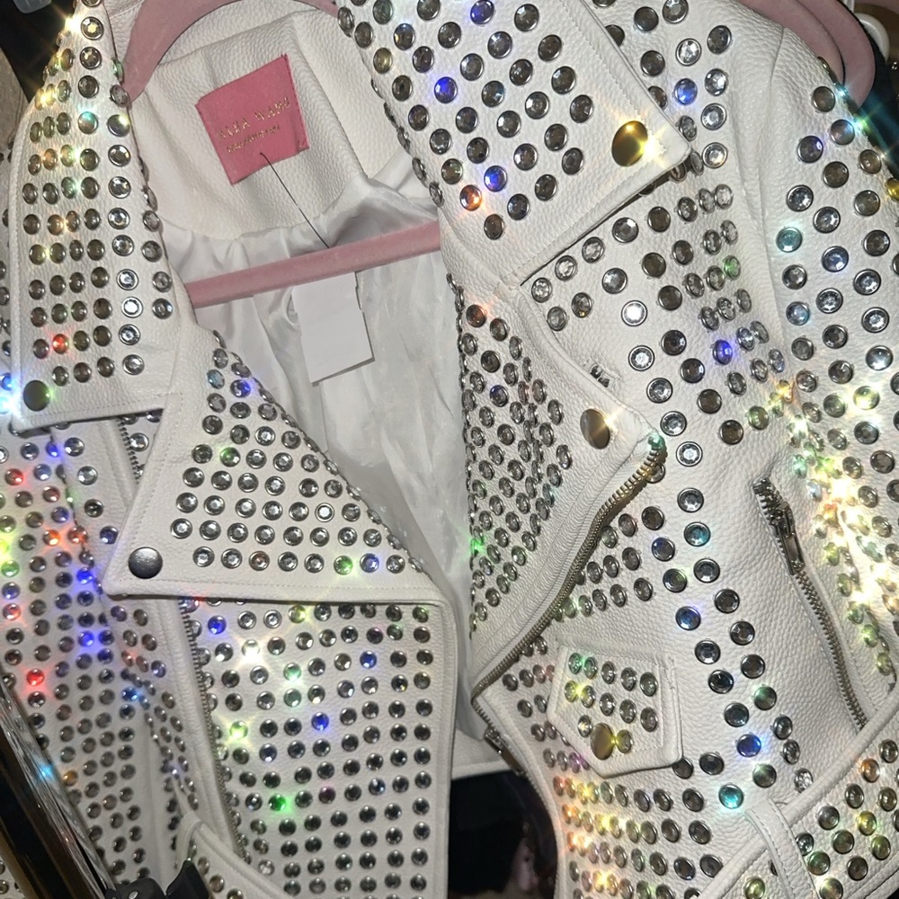 STUNNING Baddie Rhinestone Leather Jacket